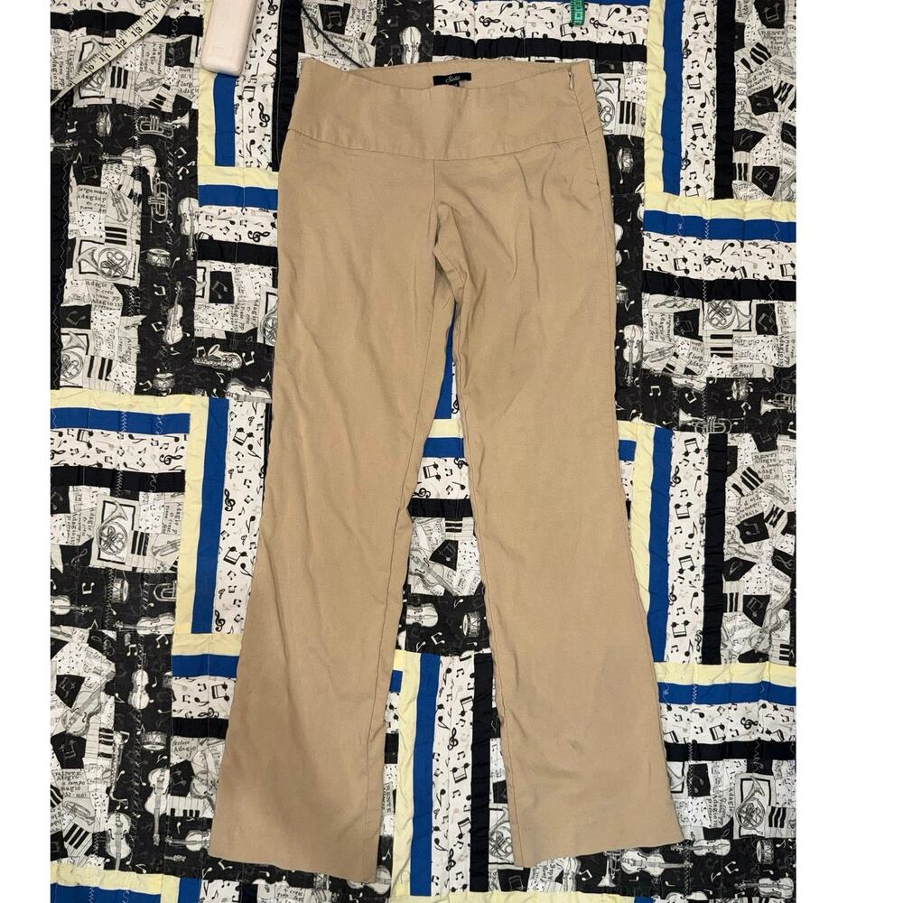Sele Y2K Style Tan Flare Low-Waisted Stretch Office Capsule Old Money J Lo 3/4